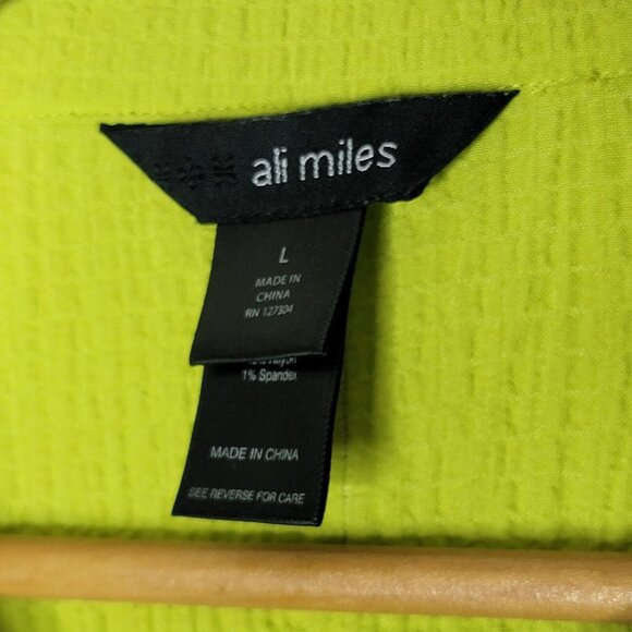 Ali Miles Large Green / Blue Colorblock Button Down Women's Tunic Top - Picture 4 of 5